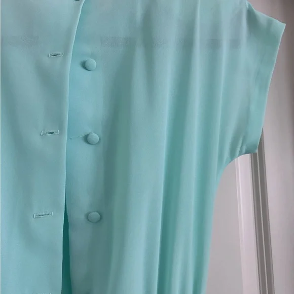 Elegant Vintage Aqua Pleated Dress - Picture 6 of 10